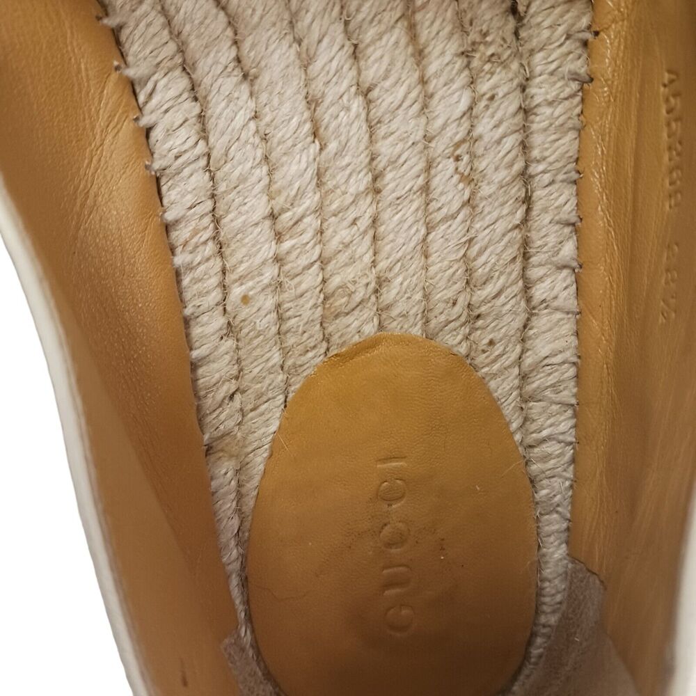 Gucci Leather Espadrille Sz 8.5‎ Ivory Red Floral Embroidered PILAR NAPA Ophelia - Picture 11 of 16